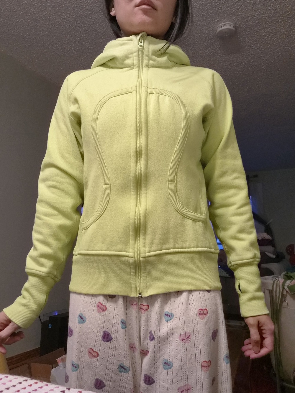 lululemon athletica neon Lime Green Scuba Zip up hoodie